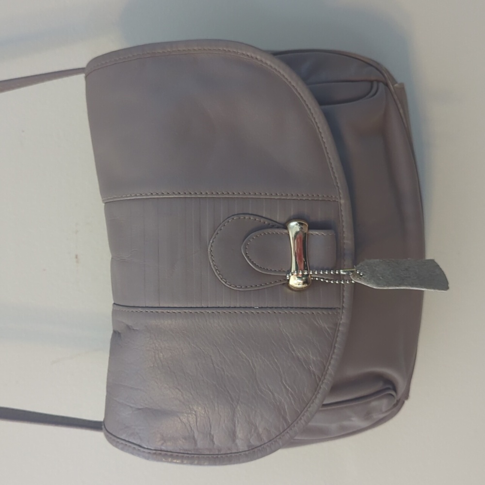 TANO GRAY 100% LEATHER HOBO CROSSBODY HANDBAG